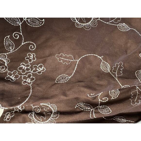 Kenar Embroidered Floral Pleated Skirt A Line Women's Size 8 Brown Lined Flared - Picture 7 of 7